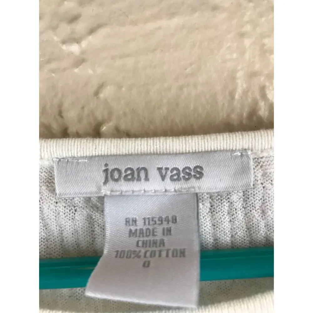 Joan‎ Vass Sweater Black White Sequins Lightweight Knit Pullover Womens Size 0